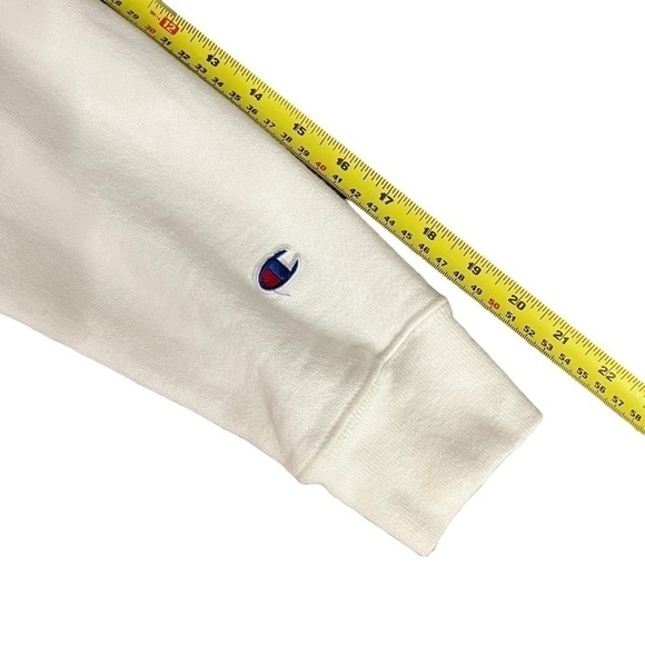 Vintage Champion Reverse Weave Sweatshirt Women’s Sz L White Spellout Logo - Picture 11 of 11